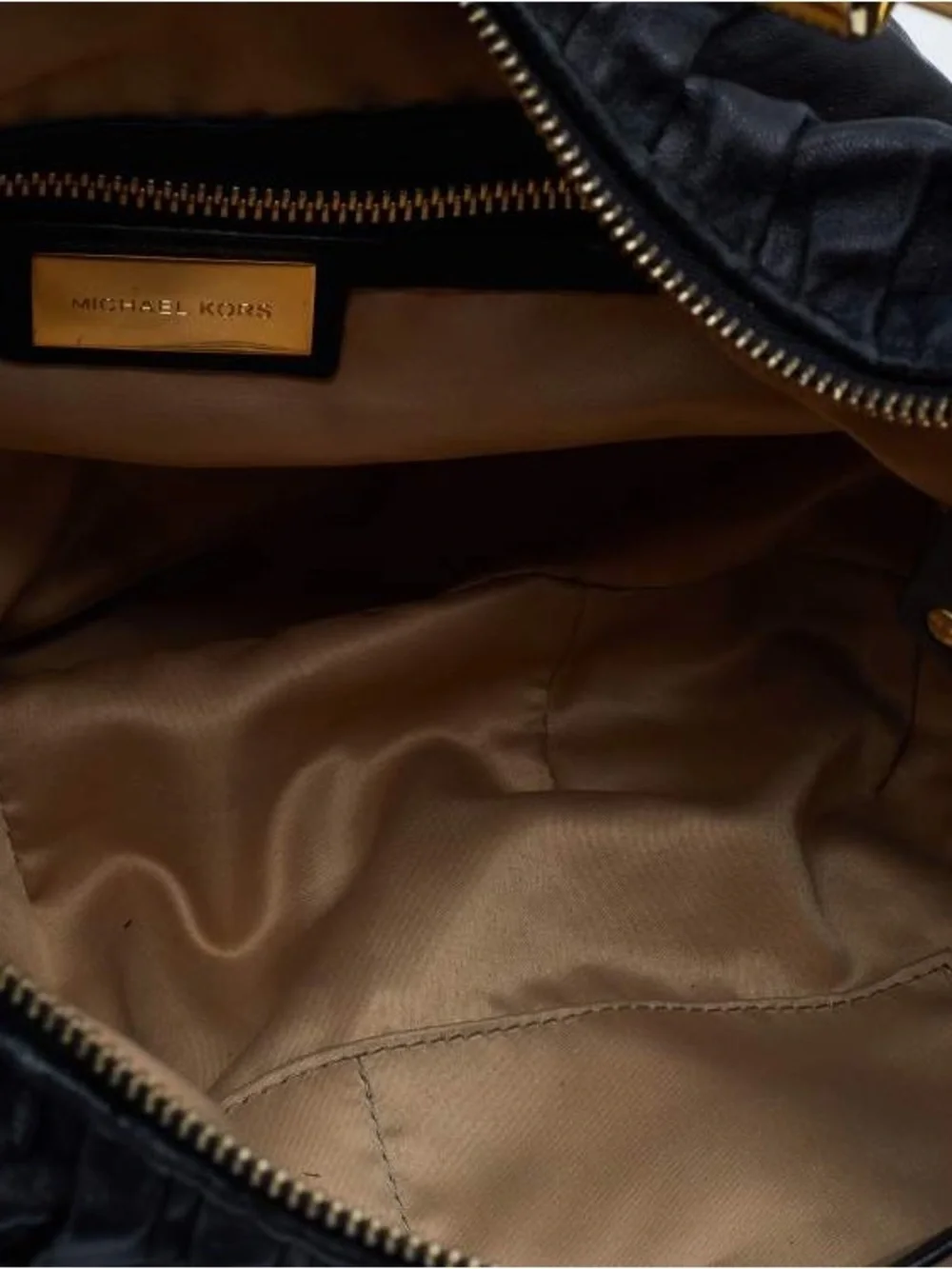 Michael Kors Collection Skorpios Crescent Pleated Black Leather hobo bag